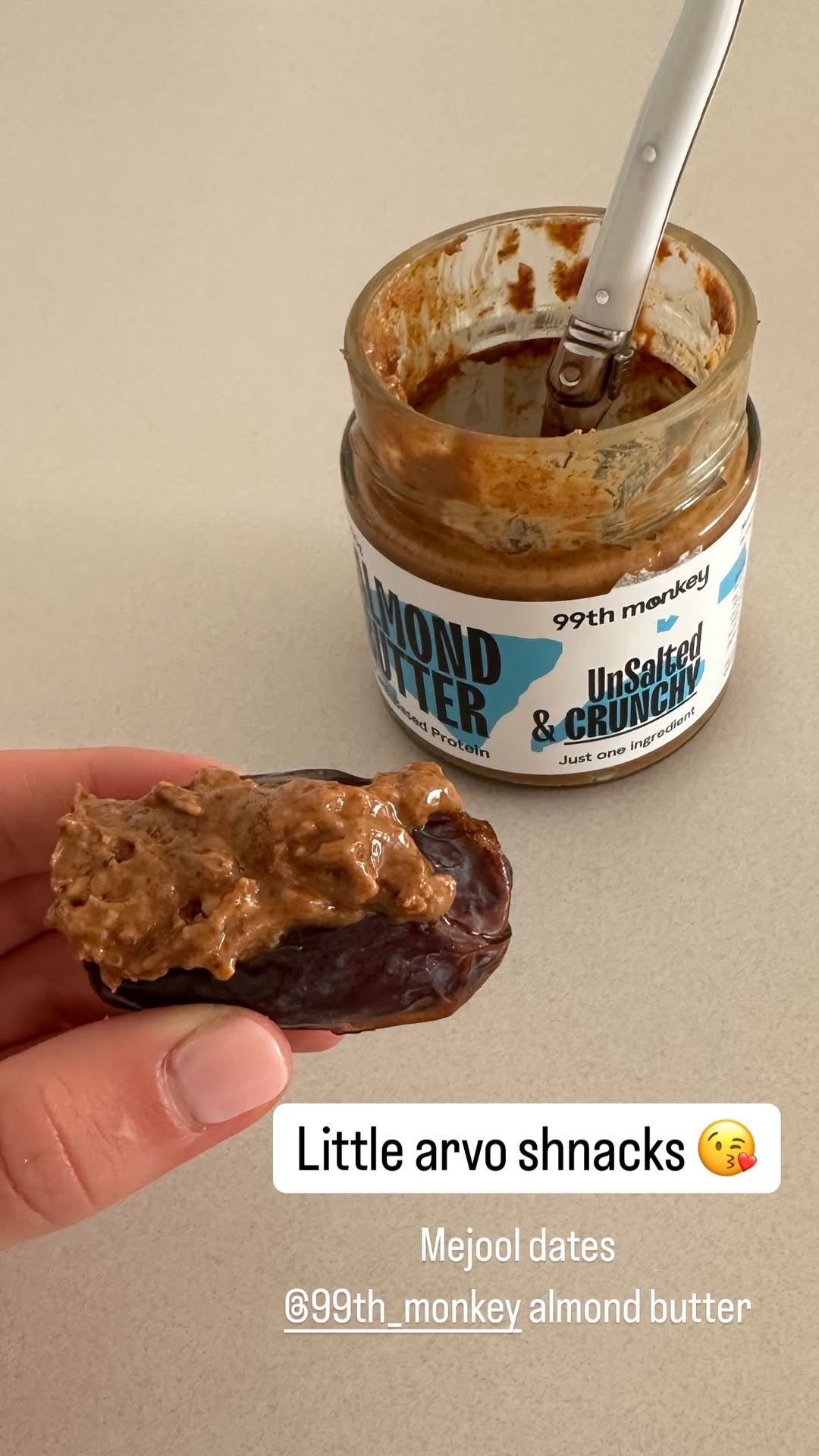 The Ultimate Power Bite: Dates Stuffed with 99th Monkey Crunchy Almond Butter