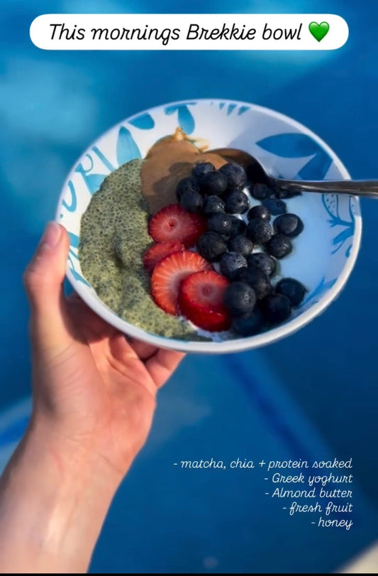 Matcha Chia Pudding with Silky Smooth Almond Butter