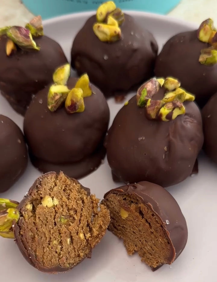 Salted Pistachio Cookie Dough Balls