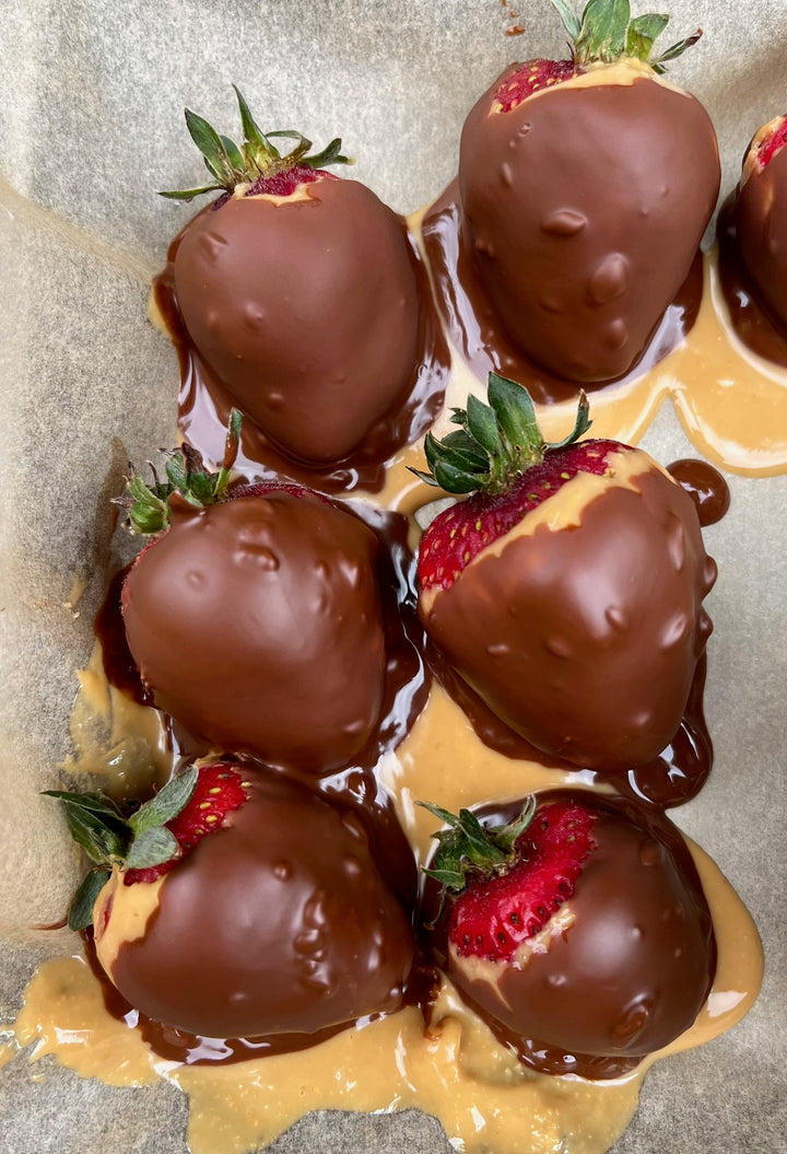 Peanut Butter & Chocolate Dipped Strawberries