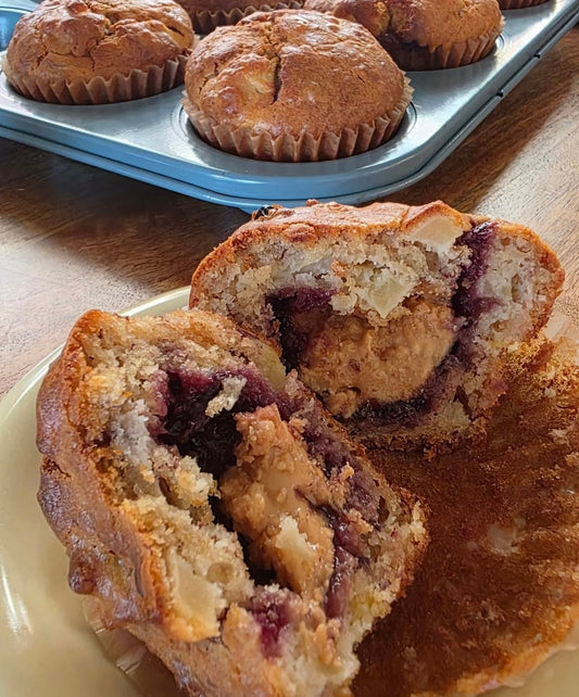 Baking the Easiest Nut Butter and Jam Surprise Muffins