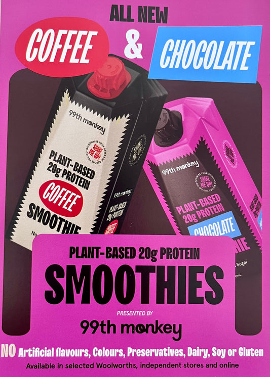 NEW in Woolworths Supermarkets: 99th Monkey’s Plant-Based Protein Smoothies