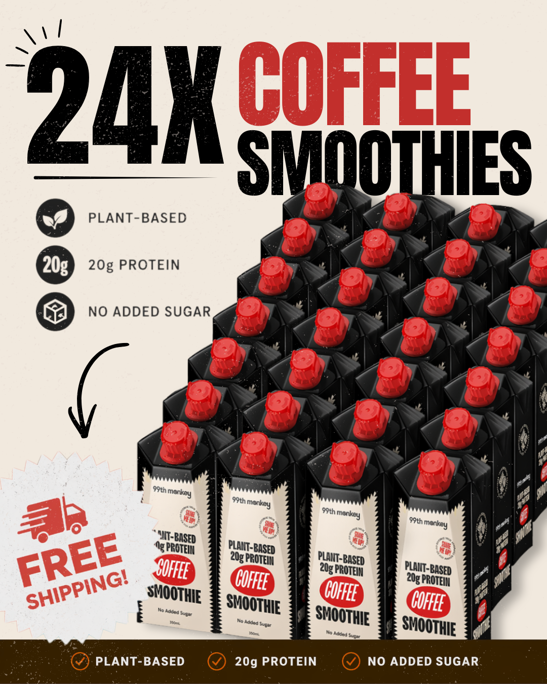 24 x Plant-Based Protein Smoothie - Coffee (Free Shipping!)