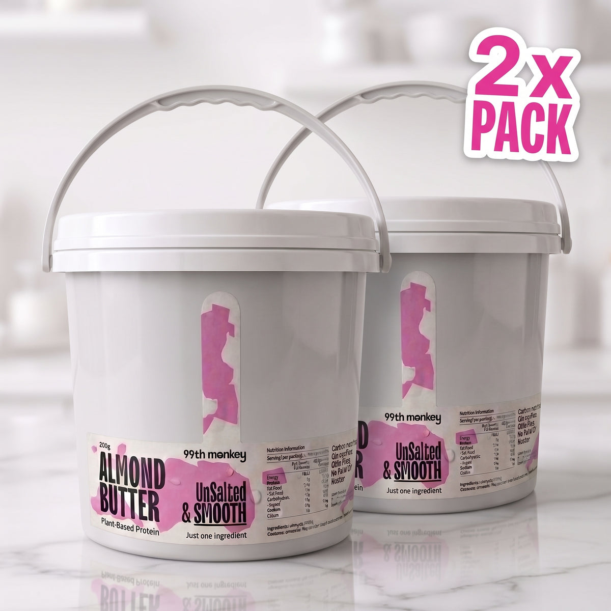 2 x SMOOTH Unsalted Almond Butter 2kg Tub (FREE SHIPPING!)