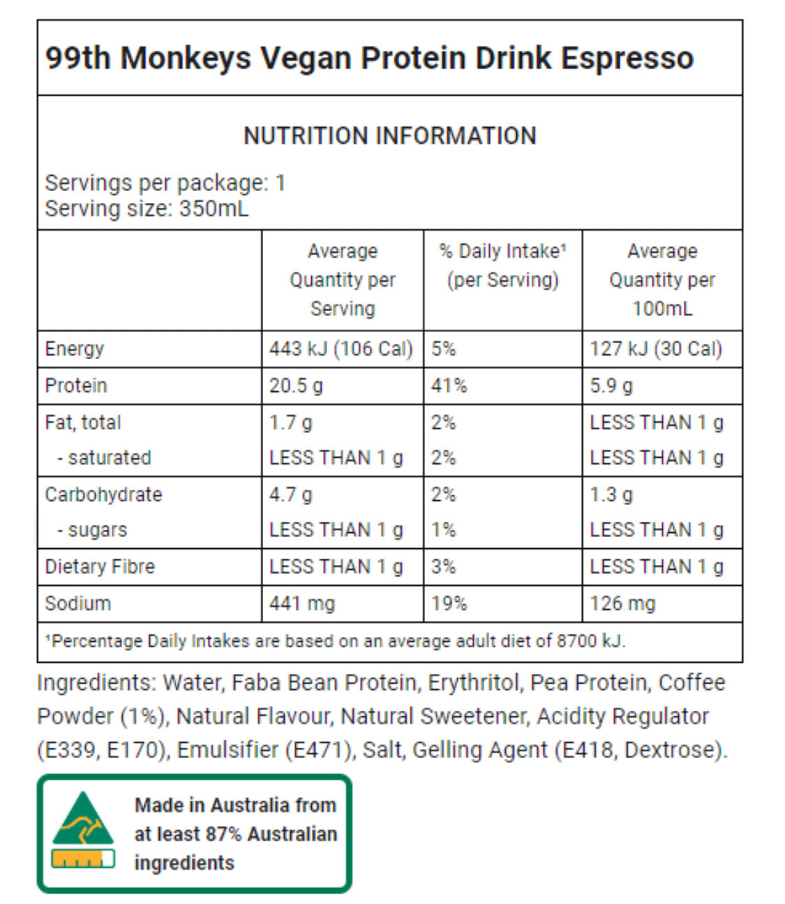 12x Plant-Based Protein Smoothie - Coffee