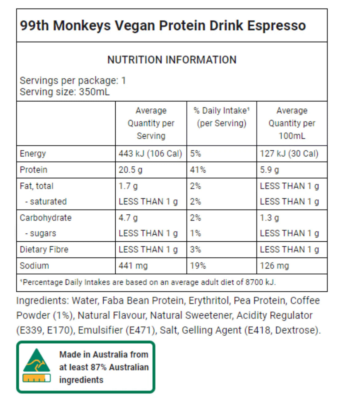 24 x Plant-Based Protein Smoothie - Coffee (Free Shipping!)